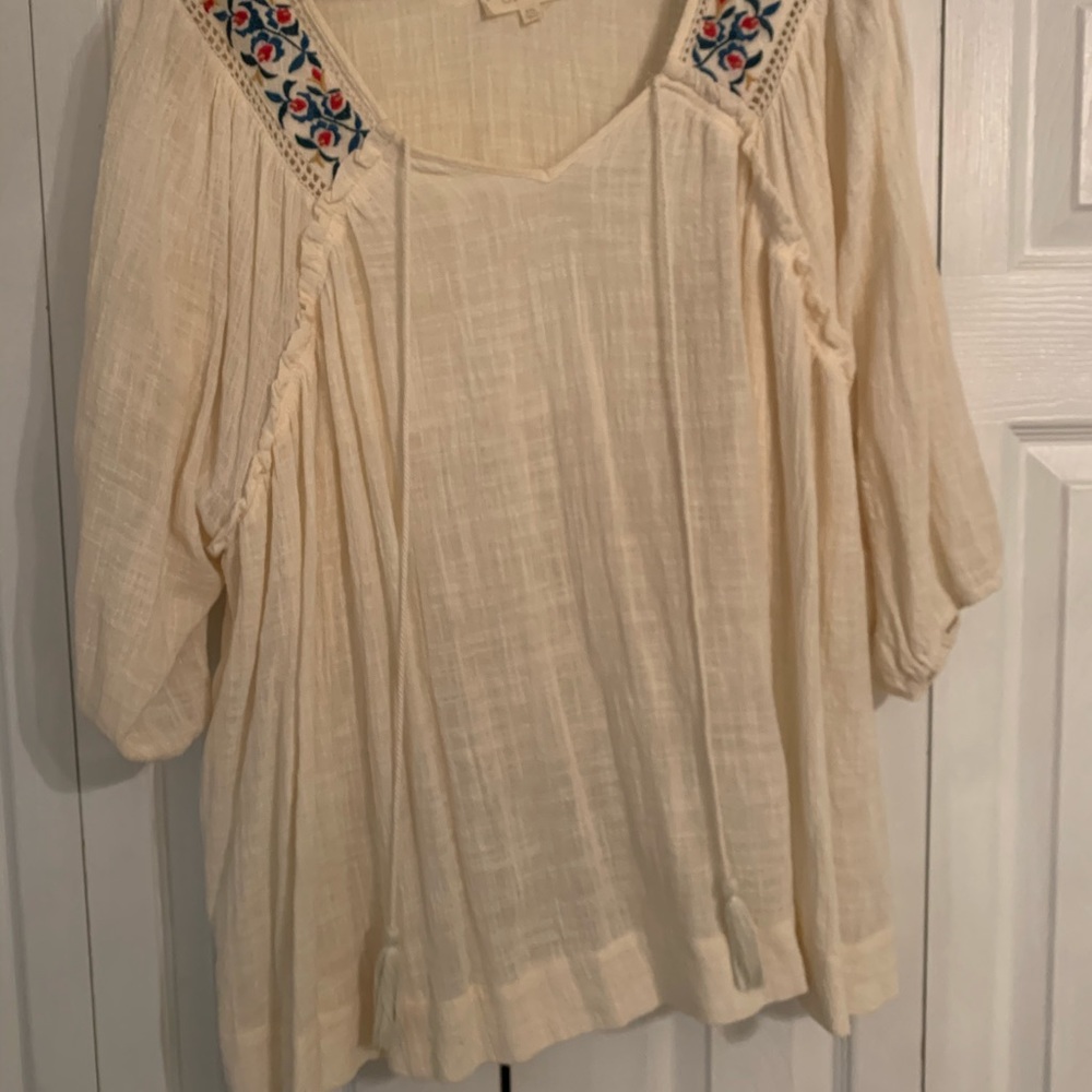Embroidered Cream Blouse